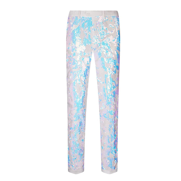 Herrenmode, Blumenmuster, glänzende Pailletten, Samt-Hose XL Mappa Bianco, XL Mappa Bianco