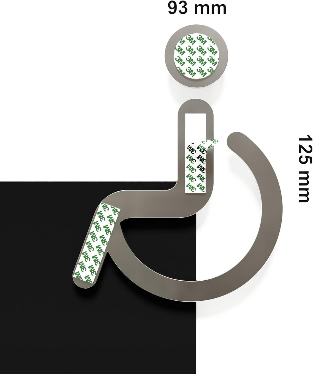 Edelstahl WC-Schild - selbstklebend & pflegeleicht - Design Toiletten-Schild - Rollstuhl-Fahrer Pikt