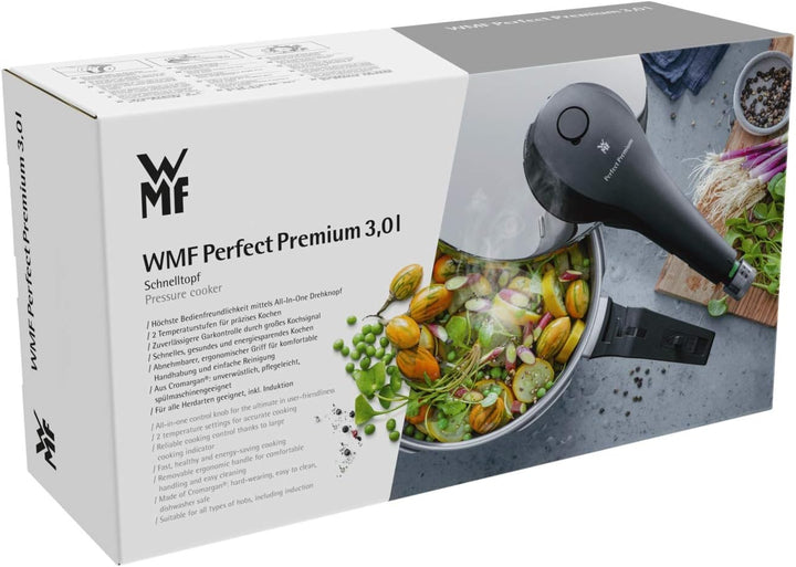 WMF Perfect Premium Schnellkochtopf Induktion 3l, Dampfkochtopf 22 cm, Cromargan Edelstahl poliert,