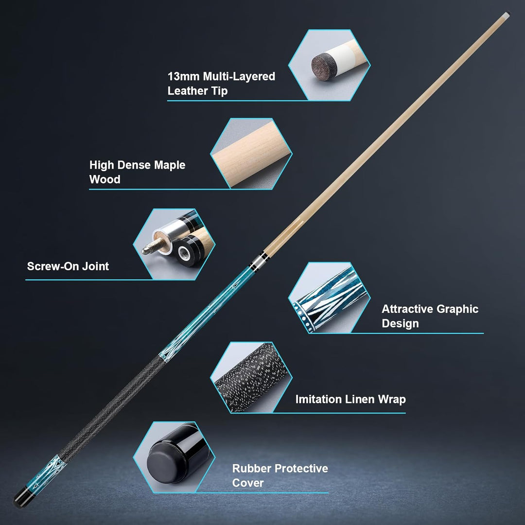 inucue Billard Queue, 58 Zoll Maple Pool Queue Stick 13mm Spitzen für Professionelle Billardspieler,