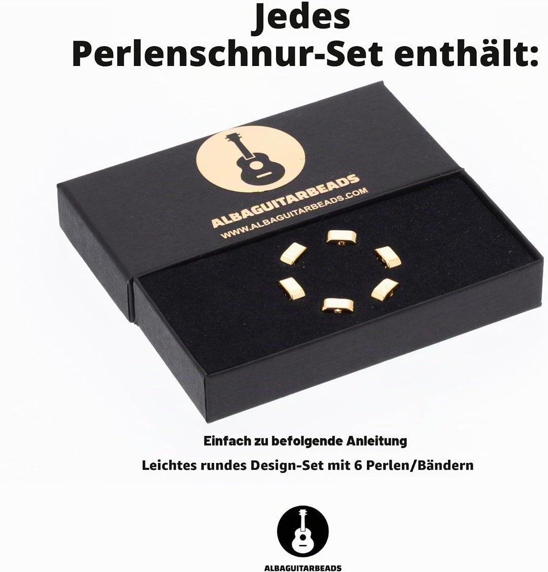 Gold Alba Guitar Beads aus Metall für Klassische, Flamenco- und Akustik Gitarren mit Nylonsaiten