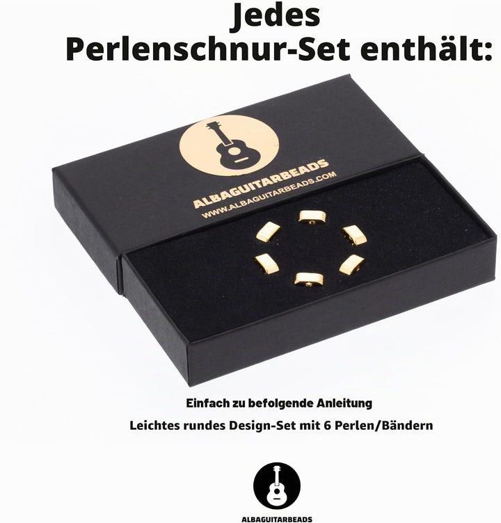 Gold Alba Guitar Beads aus Metall für Klassische, Flamenco- und Akustik Gitarren mit Nylonsaiten