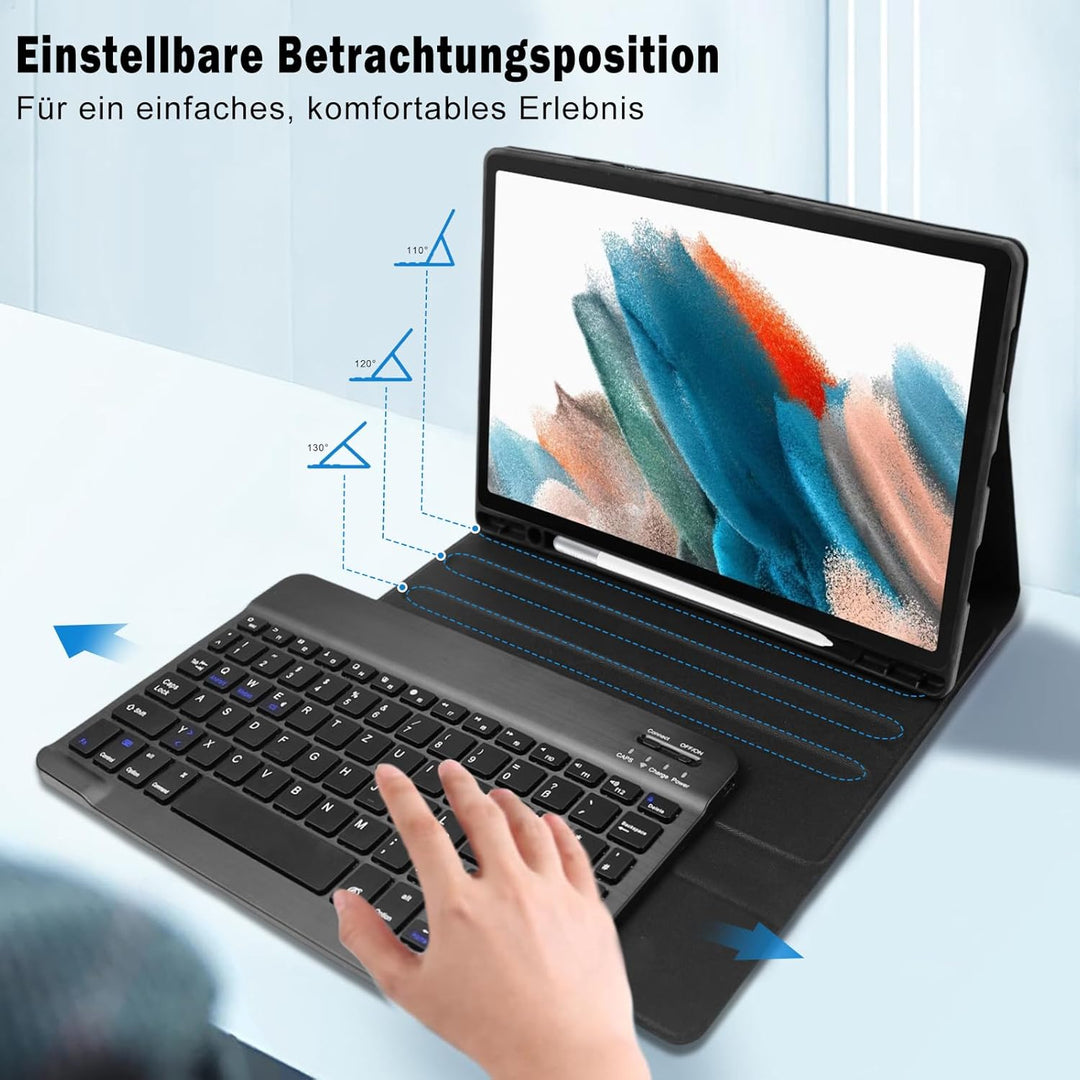YUEJIDZ Tastatur Hülle für Samsung Galaxy Tab A8 10,5 Zoll,QWERTZ Deutsches Layout Bluetooth Magneti