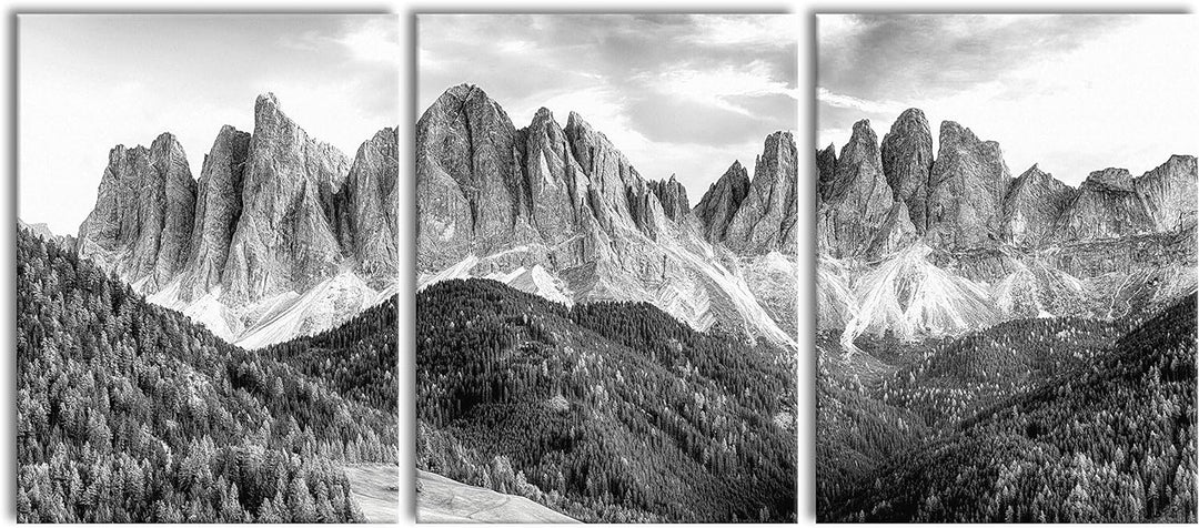 Pixxprint Bunte Waldlandschaft vor den Dolomiten, Monochrome, XXL Leinwandbild in Übergrösse 180x80m