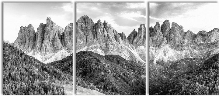 Pixxprint Bunte Waldlandschaft vor den Dolomiten, Monochrome, XXL Leinwandbild in Übergrösse 180x80m