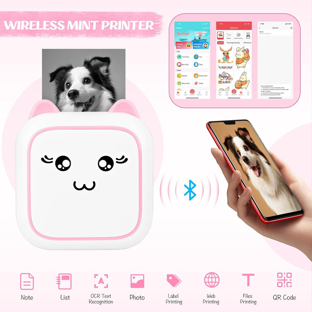 Comius Sharp Mini Drucker für Smartphone, Bluetooth Thermodrucker, Smartphone Drucker, Handy Drucker