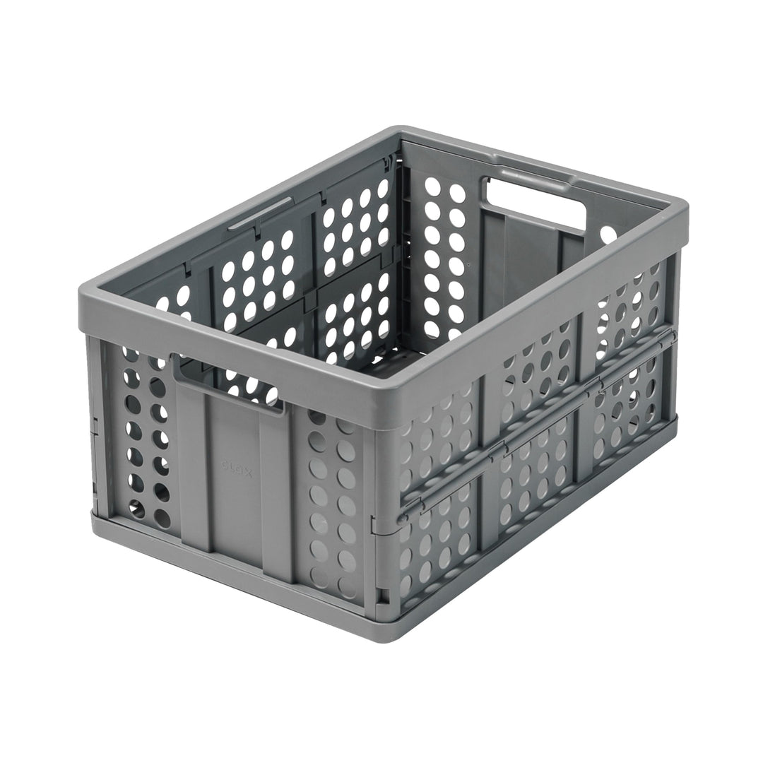 Clax® Klappkiste | Faltkorb | Faltkiste | grau | 45 Liter | Lebensmittelecht