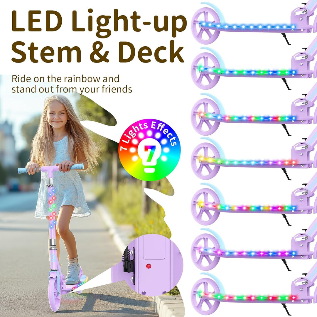 BELEEV V9 Big Wheel Scooter mit LED Leuchtet Lenker & Deck, Roller Kinder 6 Jahre mit Höhenverstellb