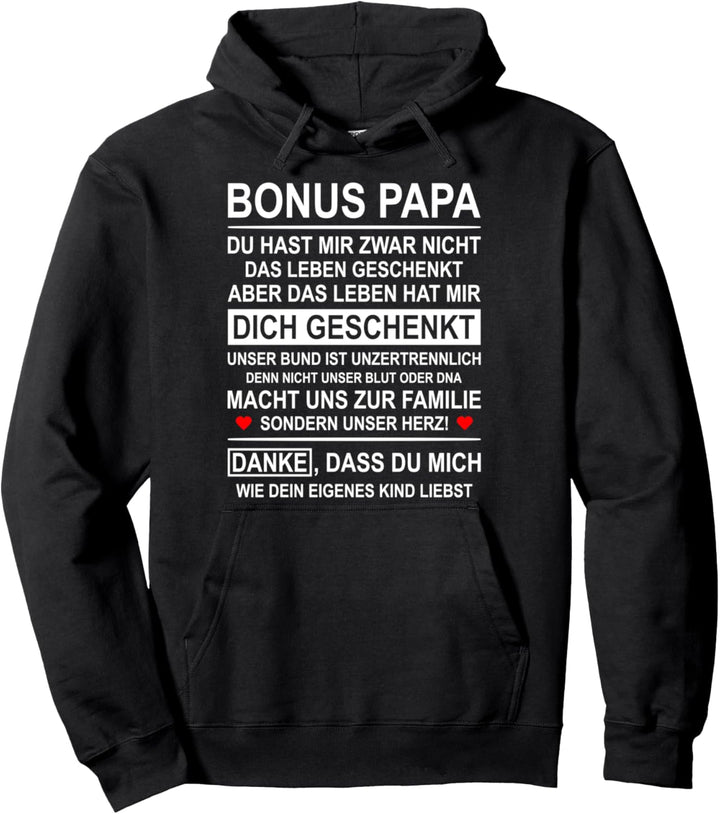 Bonus Papa Stiefvater Vatertag Ersatzpapa Vatertagsgeschenk Pullover Hoodie