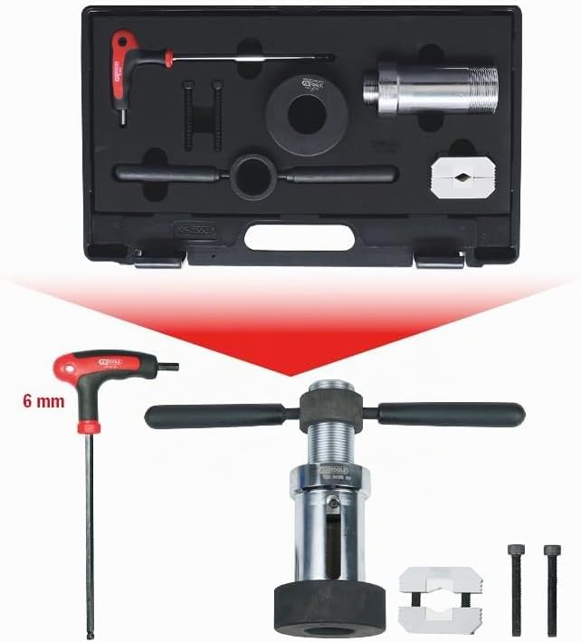 KS Tools 150.9545 Montagehilfe-Satz für Stossdämpfer mit Zuganschlagfeder, 7-teilig