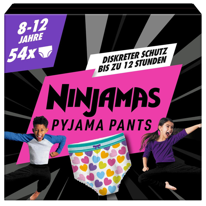Pampers Pampers Ninjamas Nachthöschen / Höschenwindeln für Mädchen (27-43kg), 54 Pyjama Höschen, 8-1