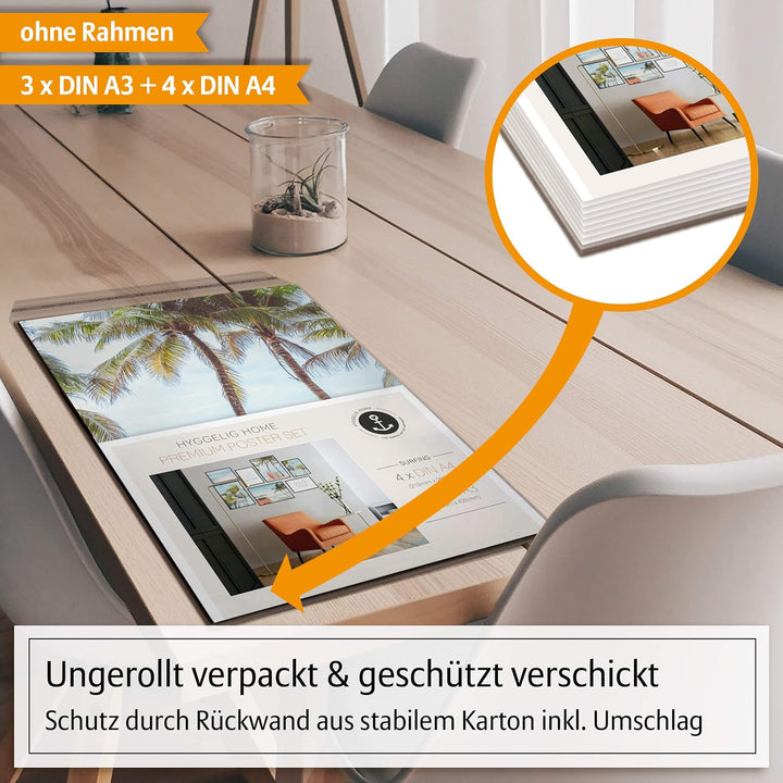 Hyggelig Home Premium Poster Set - 7 passende Bilder im stilvollen Set - Collage Bild Wand Deko - Se