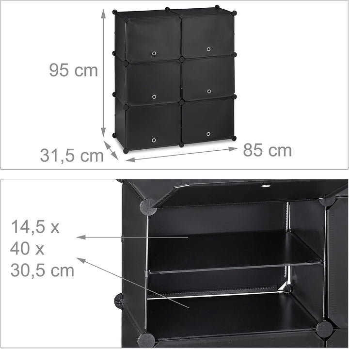 Relaxdays Schuhschrank, Steckschrank mit Türen, HxBxT: 95 x 85 x 31,5 cm, 12 Fächer, Regalsystem aus