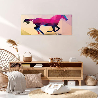 Wandbilder Dekoration Wohnzimmer Pferd Tiere Geometrie Diamant Panorama Bilder auf Leinwand 120x50cm