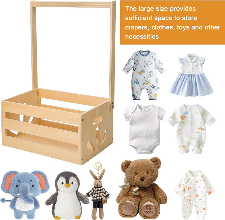 Holz Baby Geschenk Korb mit Griff, Holz Babyparty Kiste Kleiderschrank mit Griff Praktische Baby, De
