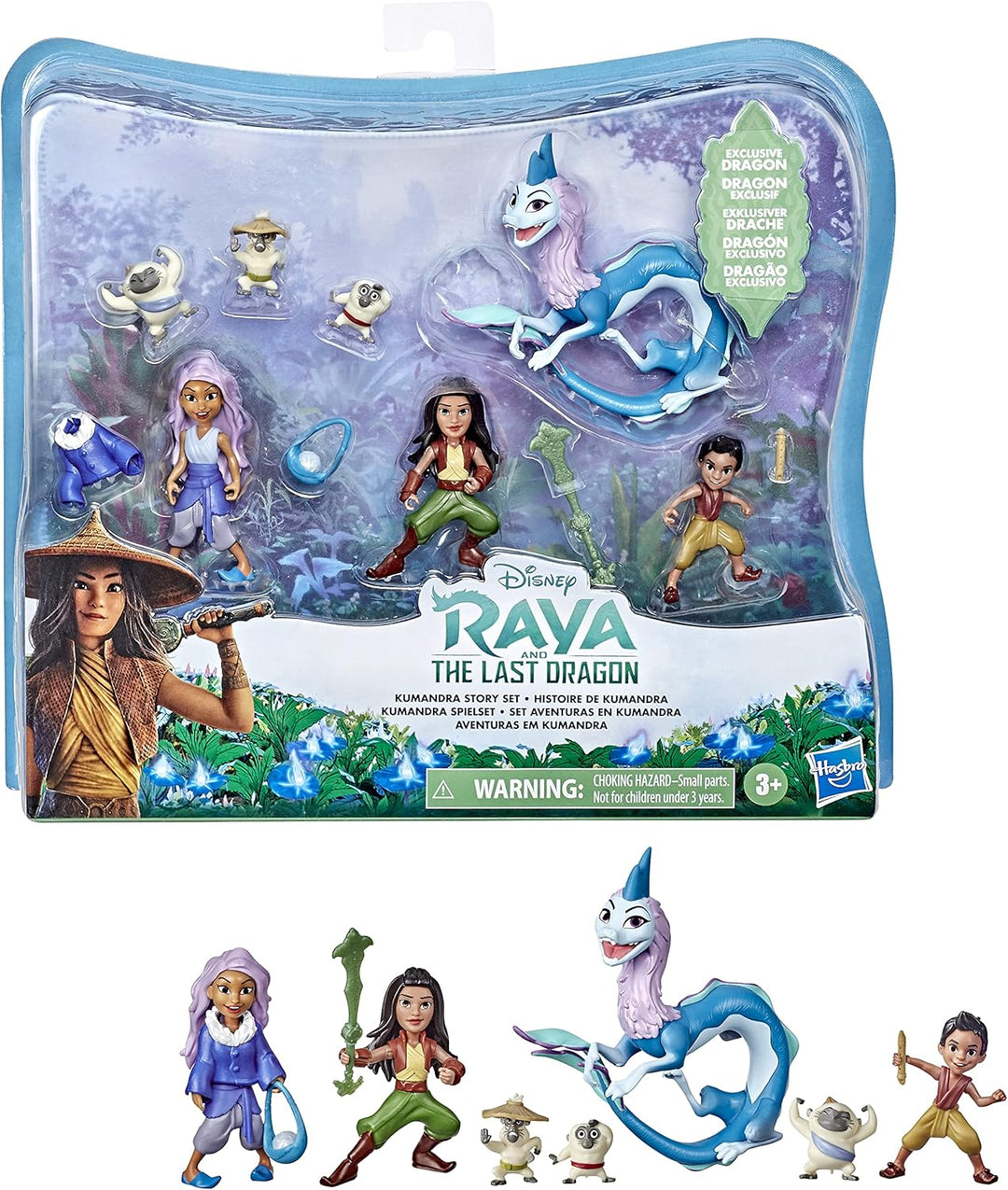 Hasbro Disney Prinzessinnen Raya und der letzte Drache Kumandra Spielset, 7 Puppen und Puppenzubehör