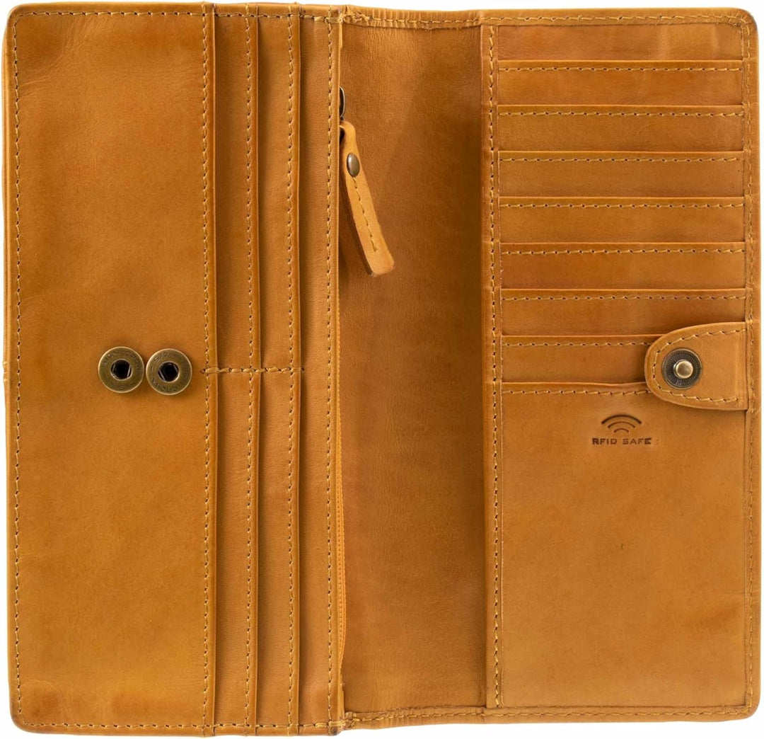 Maitre - steinbach immine purse lh14f Lila 18,00X9,00X0,00 CM Farbe:gelb / Material:cotton,cow Leath