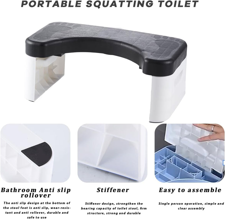 Badezimmer-Toilette, Kniebeugen-Toilette, abnehmbares multifunktionales Sitztablett, tragbare Stufe