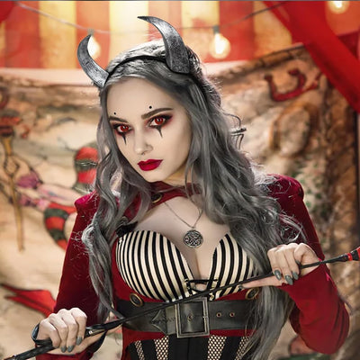 keland Maleficent Hörner Haarreif Tiefling Hörner Kopfschmuck Teufelshörner Halloween (G-Grau), G-gr