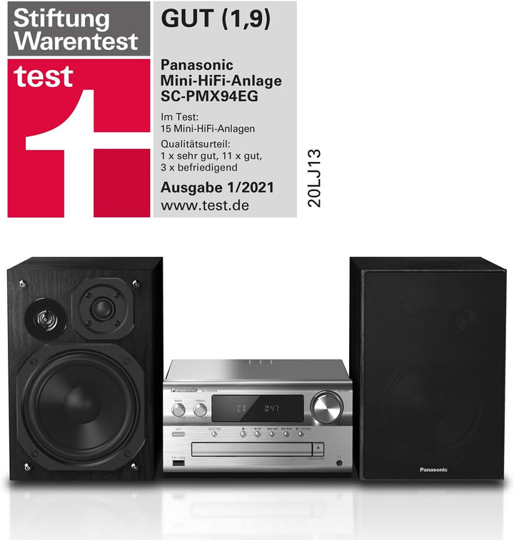Panasonic SC-PMX94EG-S Micro HiFi System Silber, Einheitsgrösse & Oehlbach Radio Rod FM DAB+ Stabant