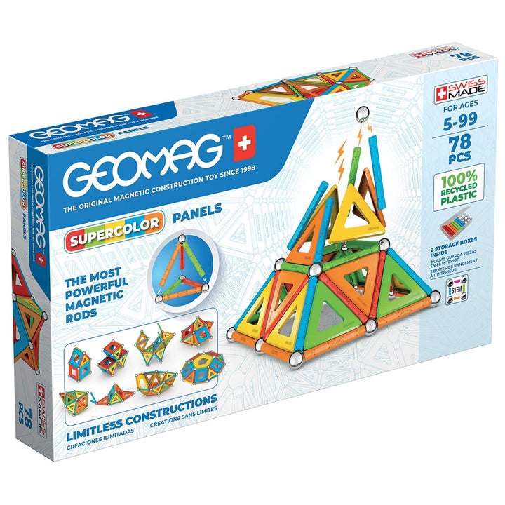 Geomag - Supercolor Magnetic Constructions for Kids, Magnetic Toy Green, Collection 100% Recycled Pl