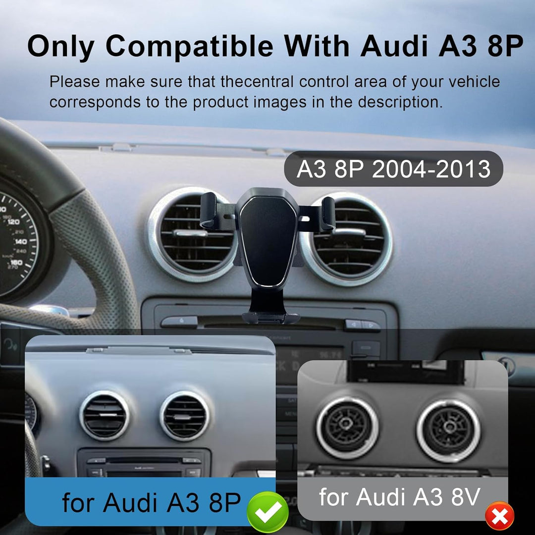 Handyhalterung für Audi A3 8P 2004-2013, Kfz-Handyladestationen Handy Halter Gravity Auto Lock Stabi