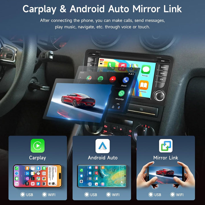 8 Core 4G+64G Android Autoradio für Audi A3 2003-2012/ S3 2006-2012/ RS3 2011-2012 mit Wireless Carp