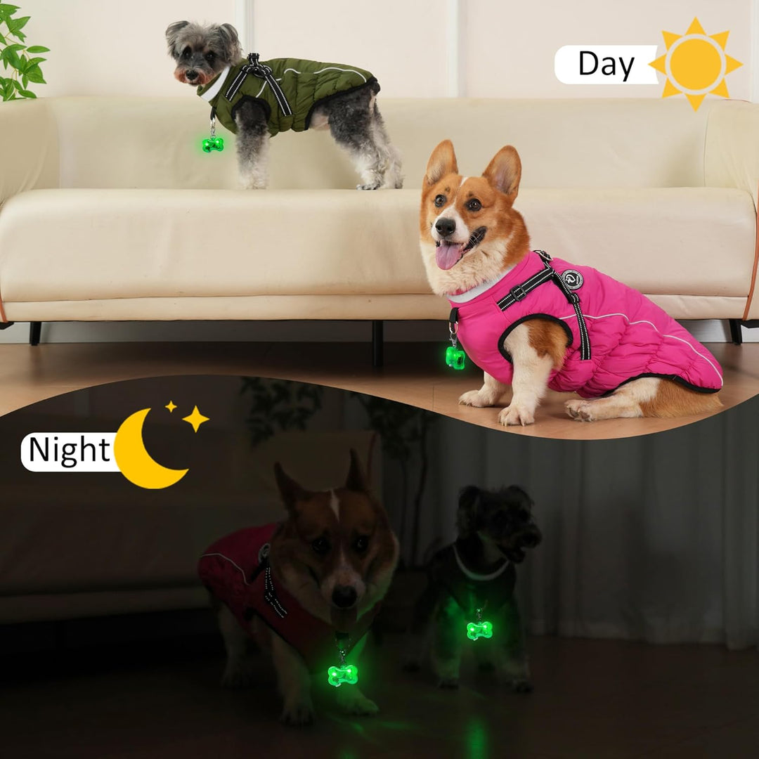 Hundemantel Winter, Hundemantel Wasserdicht, Warme Hundejacke mit Geschirr, Reflektierende Streifen,
