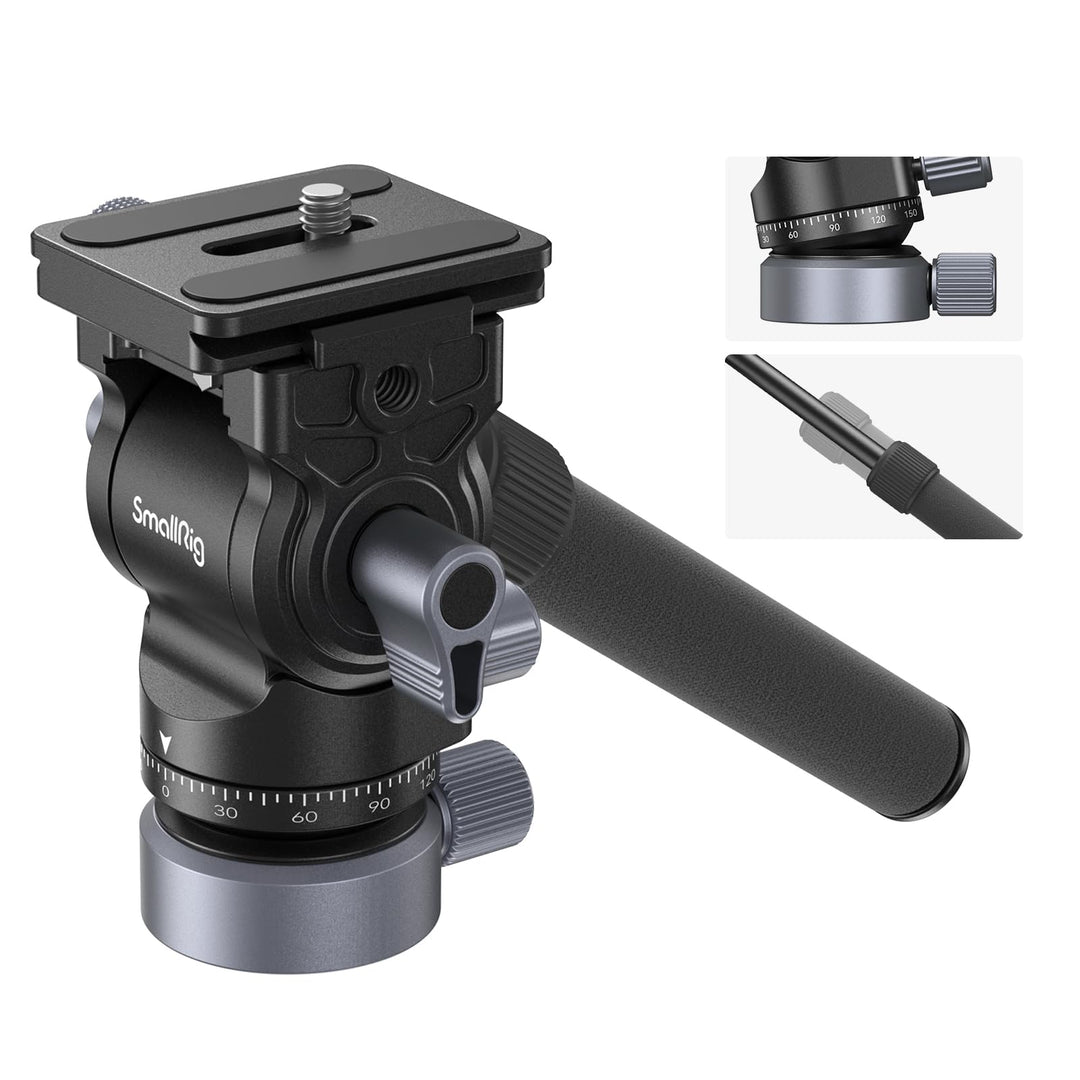 SMALLRIG Stativ Fluid Videokopf Video Head Mount Plate CH20 mit Schnellwechselplatte für Arca Swiss，