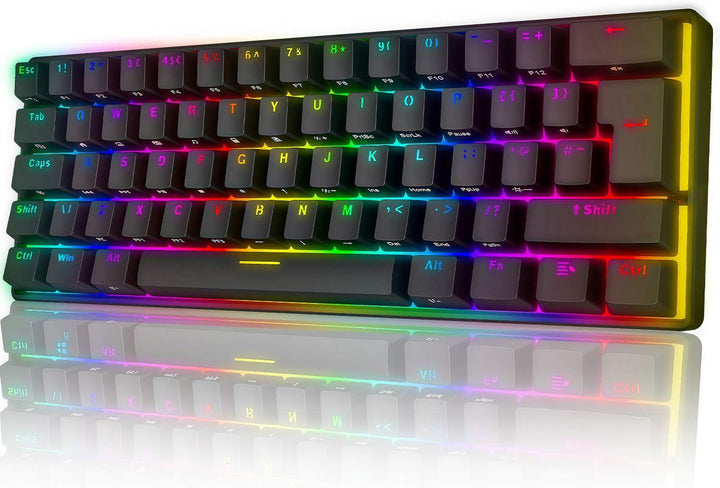 UK Layout 60% Mechanische Gaming-Tastatur Typ C verkabelt 61 Tasten LED-beleuchtete USB-wasserdichte