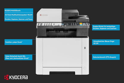 Kyocera Klimaschutz-System Ecosys MA2100cfx Farblaser Multifunktionsgerät. Drucker Scanner Kopierer,