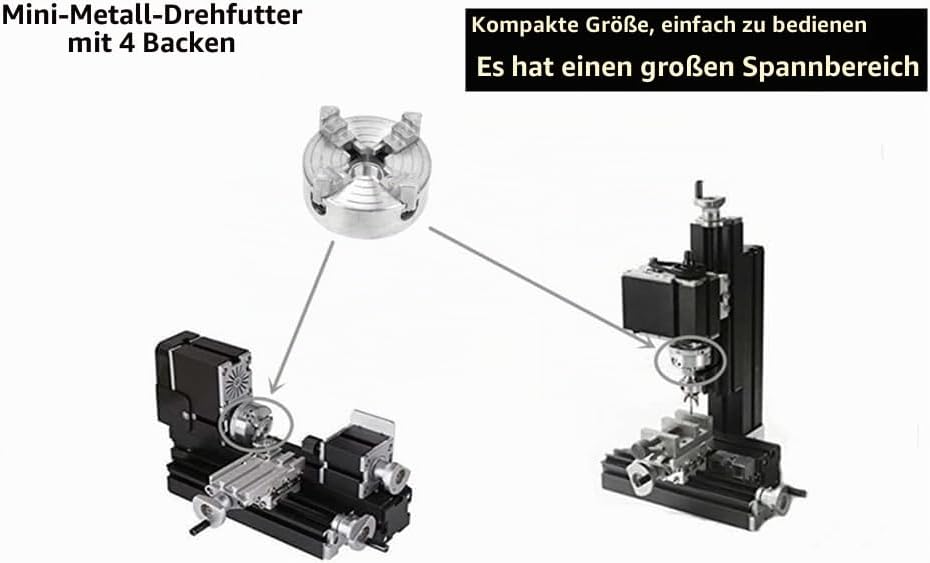 Drehmaschine Vierbackenfutter, 4-Backen-Drehfutter selbstzentrierendes Holzdrehfutter aus Zinklegier