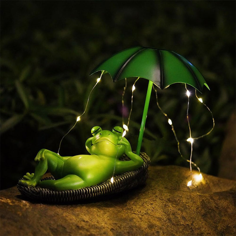 Umikk Frosch Figuren Draussen Deko Solar Garten Figuren Ornament mit Solar, Wasserdicht Lustige Fros