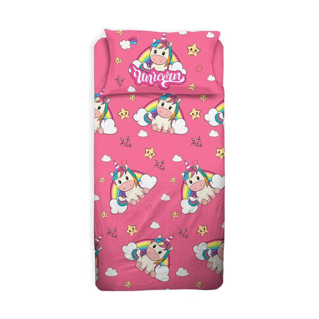 hermet Einhorn, Bettwäsche-Set für Einzelbett, 100% Baumwolle, Rosa