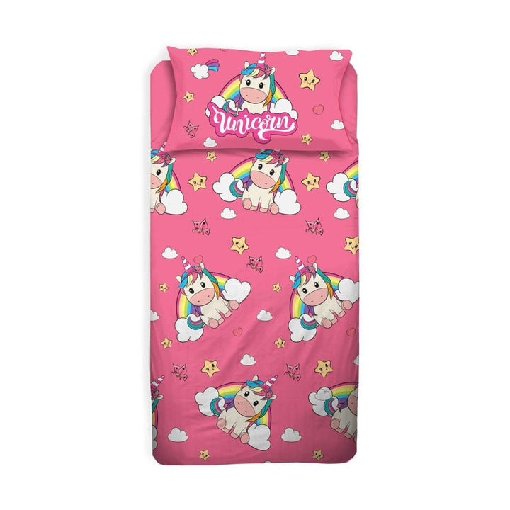 hermet Einhorn, Bettwäsche-Set für Einzelbett, 100% Baumwolle, Rosa