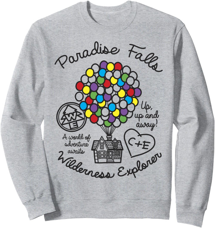 Disney Pixar Up Colorful Balloon Silhouette Falls Sweatshirt