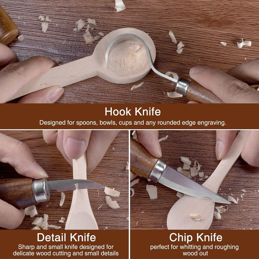10 in 1 Holzschnitzwerkzeuge Set, Schnitzset mit 6 Schnitzmessern für Holz, Holz Schnitzen Set mit S