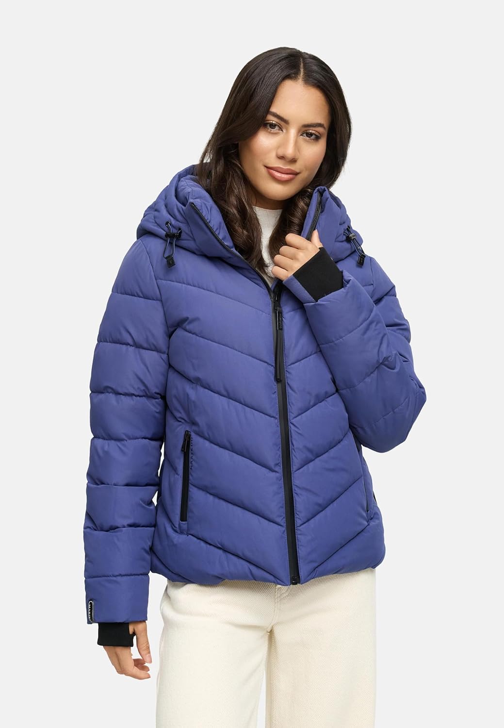 MARIKOO Damen Winterjacke warme Steppjacke mit abnehmbarer Kapuze Samuiaa XVI XS-3XL XS Blue Violet,