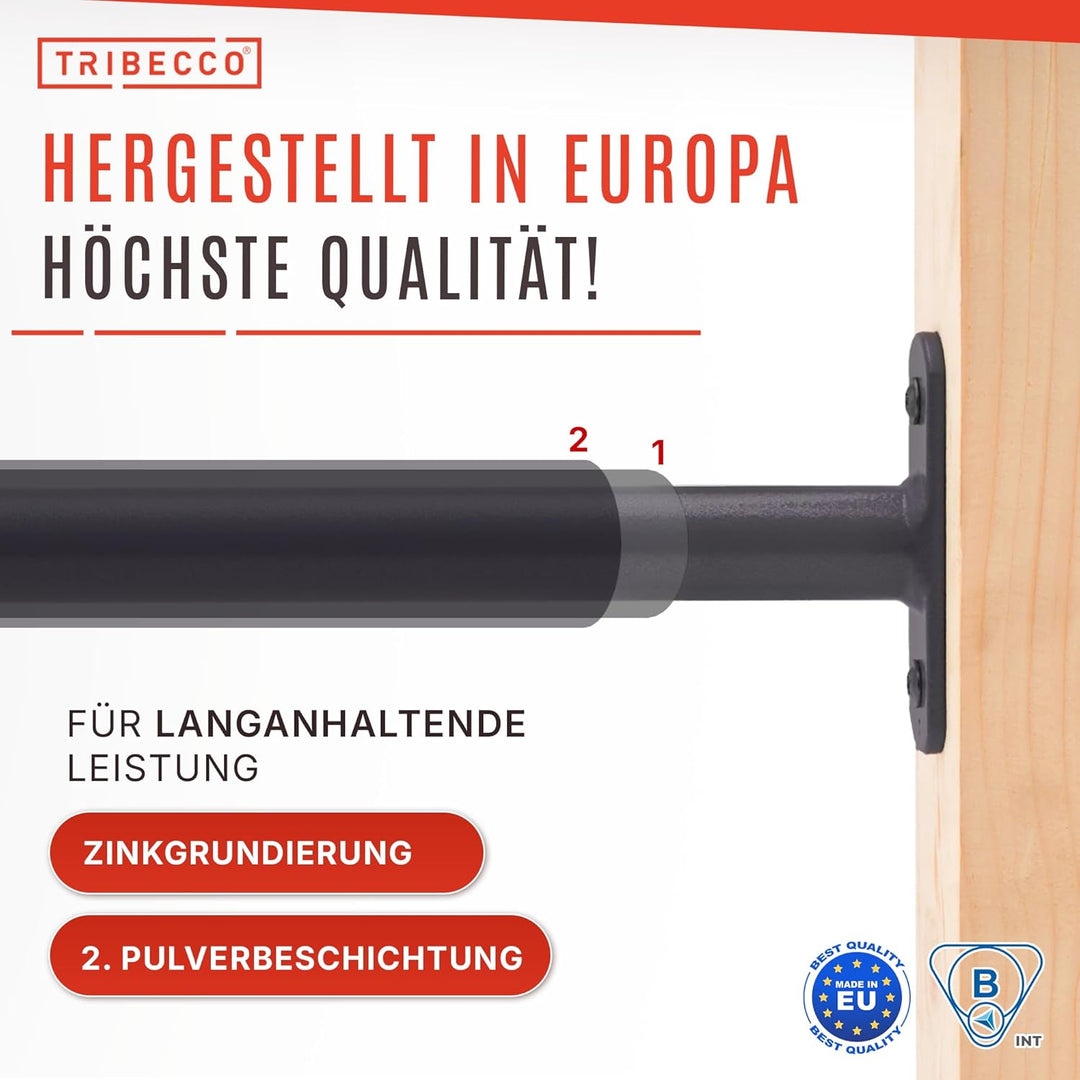 TRIBECCO® Reckstange Turnstange Gymnastikstange Metallstange 115 cm Schwarz, 115 cm Schwarz