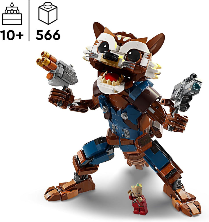 LEGO Marvel Rocket & Baby Groot, baubares Superhelden-Spielzeug & Marvel War Machine Mech, baubares