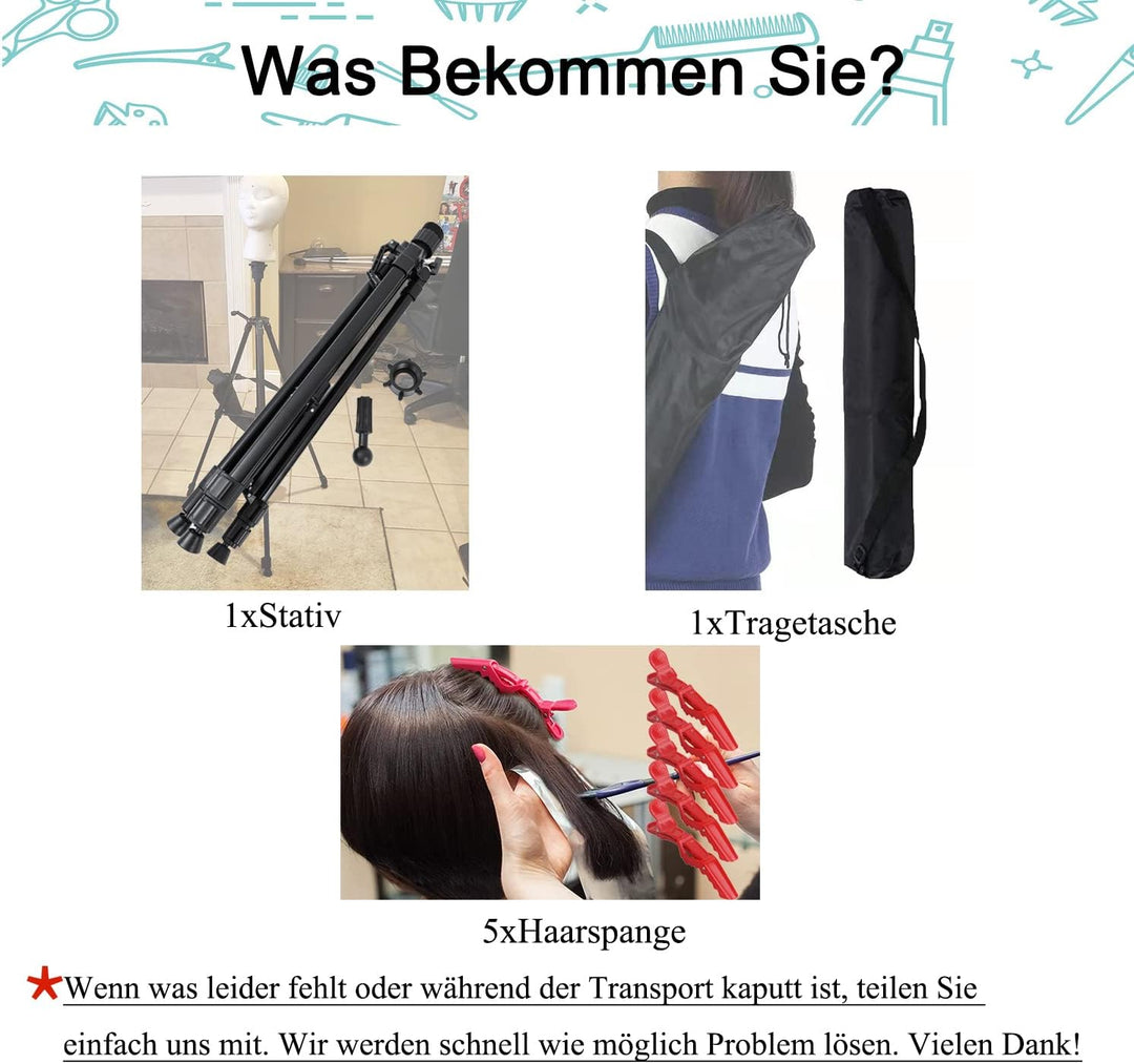 Übungskopfständer Übungskopfhalter Übungskopf Stativ Aluminium & Kunststoff/ 58-160cm/ Klappbar/Tele