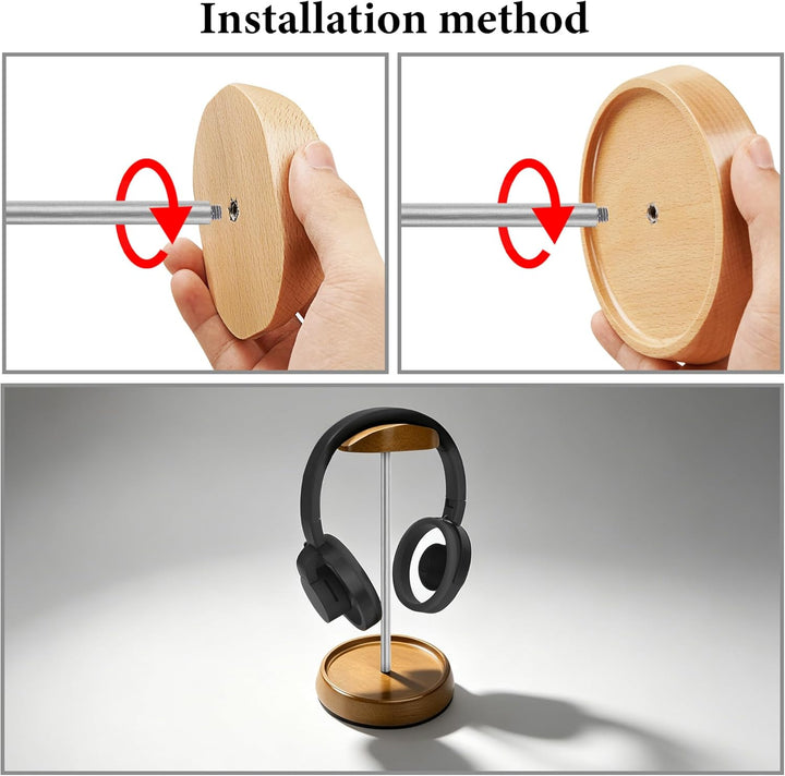 Geekria Wooden Headphone Stand Creator mit Aluminium, Buchenholz-Halterung für den Schreibtisch, Kab