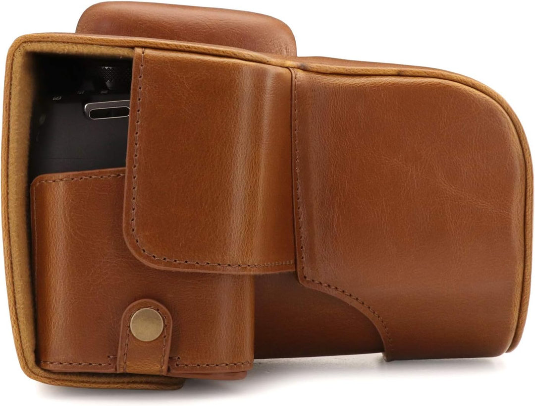 MegaGear MG1609 Canon EOS 2000D (18-55mm) Ever Ready Leder Kamera-Case mit Trageriemen - Hellbraun,