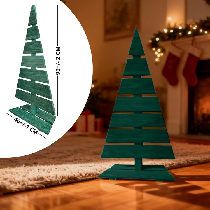 Floranica Weihnachtsdeko Weihnachtsbaum Lärchenholz Höhe 92 cm Fussbreite 45 cm Grün Holzweihnachtsb