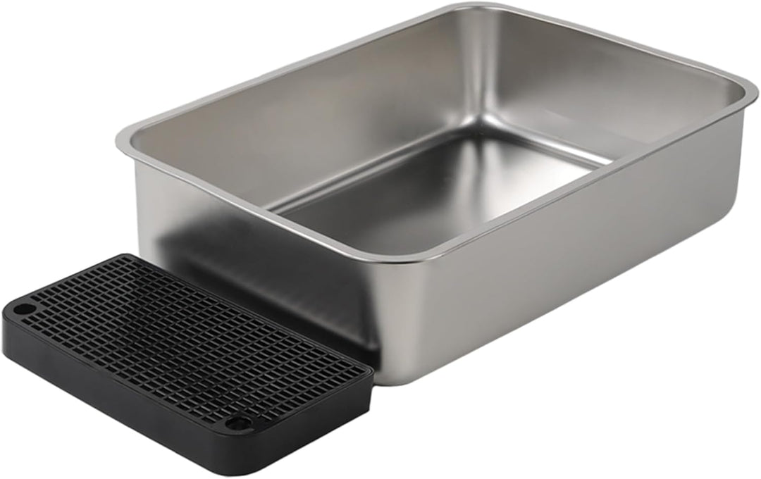 CALIYO Katzentoilette, Katzenklo Edelstahl mit Deckel, 3 in 1 Cat Litter Box, Katzenklo mit Schaufel