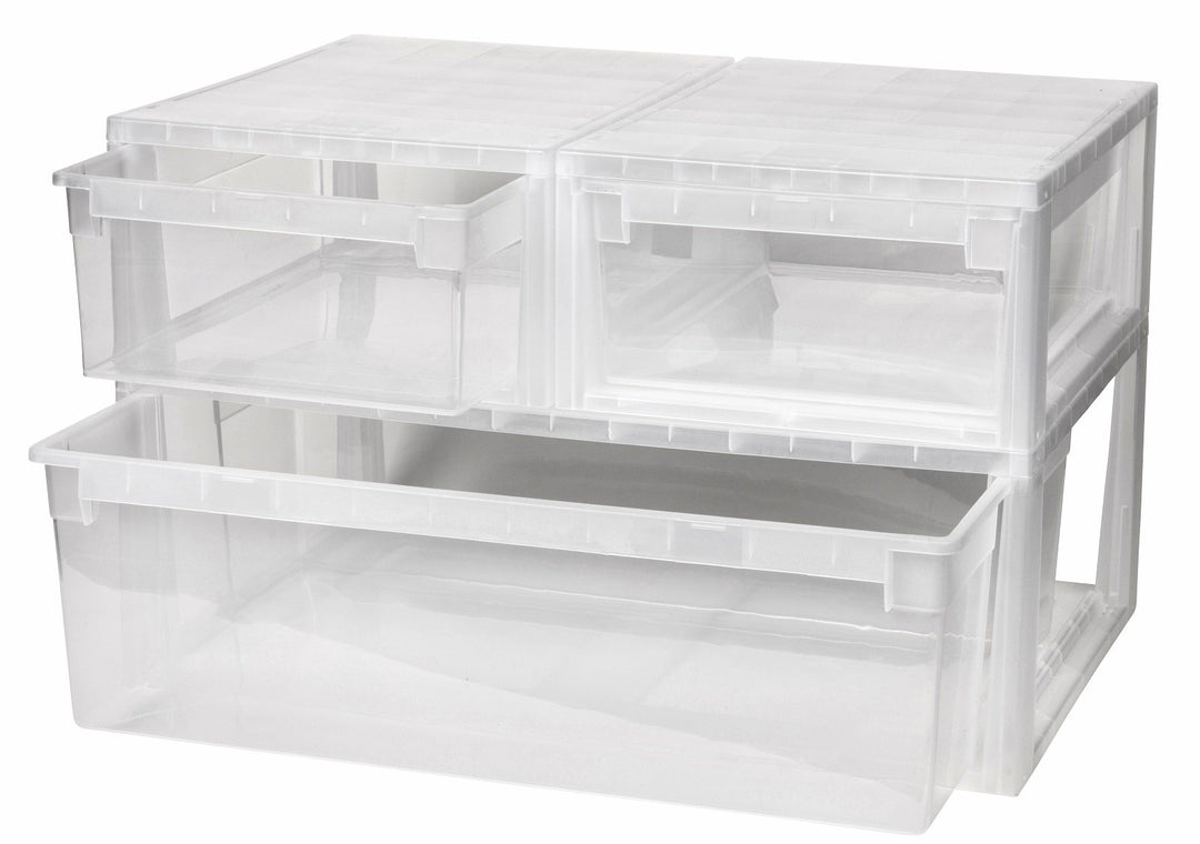 3 Stück Schubladenboxen mit Nutzvolumen 2 Stück mit 12 (M) und 1 Stück mit 36 (XL) Liter. Passend fü