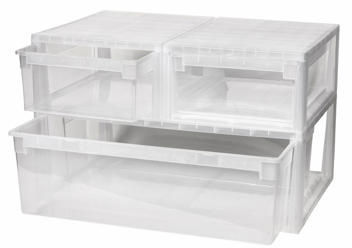 3 Stück Schubladenboxen mit Nutzvolumen 2 Stück mit 12 (M) und 1 Stück mit 36 (XL) Liter. Passend fü