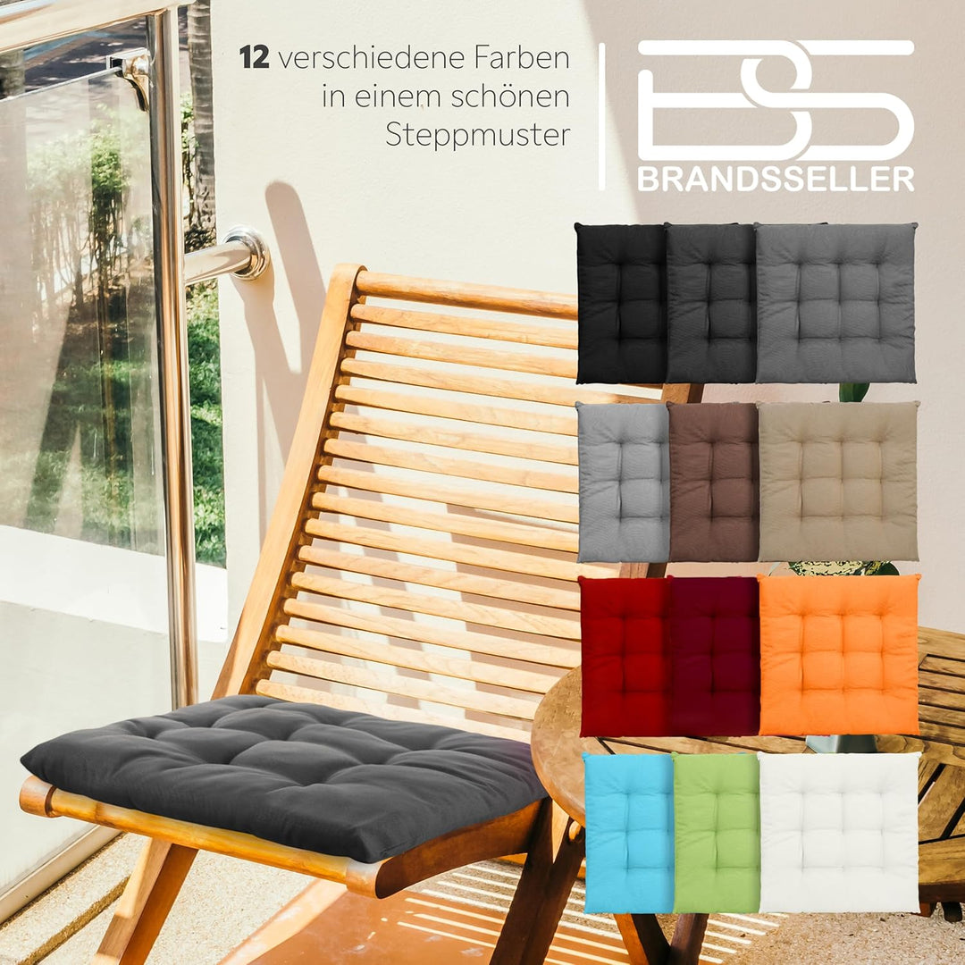 Brandsseller 2er Set Stuhlkissen 40x40x5 cm Sitzkissen Polster Stuhlauflage mit Haltebändern Dekokis