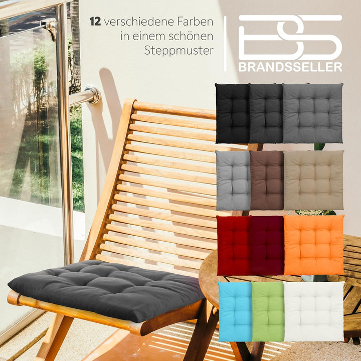 Brandsseller 2er Set Stuhlkissen 40x40x5 cm Sitzkissen Polster Stuhlauflage mit Haltebändern Dekokis