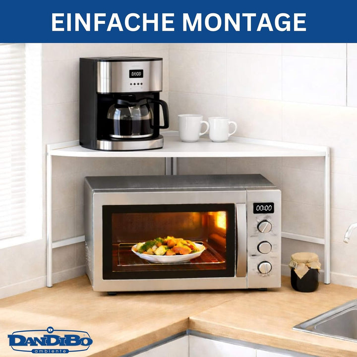 DanDiBo Mikrowellenregal Eckregal Küche Stehend Arbeitsplatte 72x72 cm Weiss 2 Stufig 96689 Mikrowel